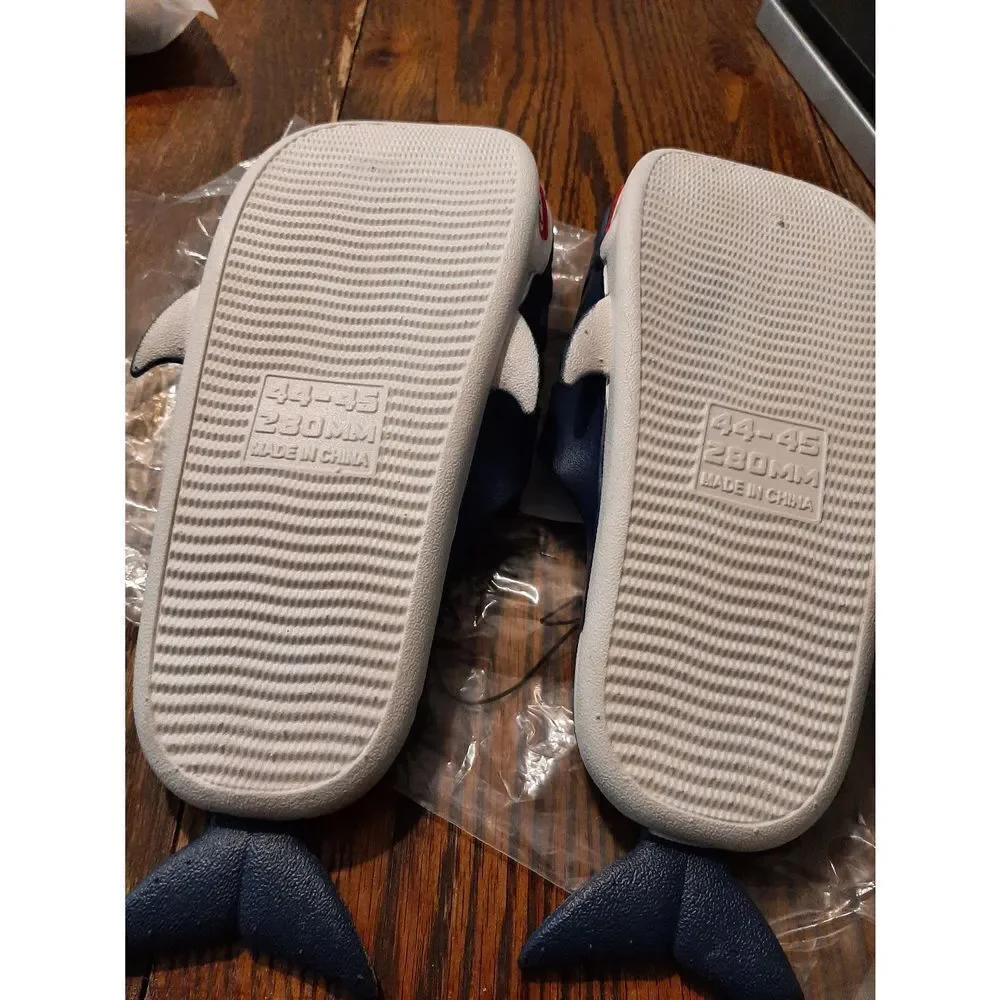 New M8.5/9.5 W10/11 Blue Shark Outdoor Pool Beach Slides Sandals Water S…